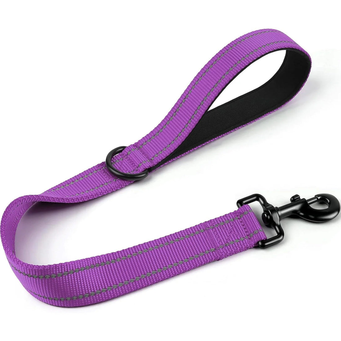 Laisse courte en nylon avec poignée rembourrée pour chien